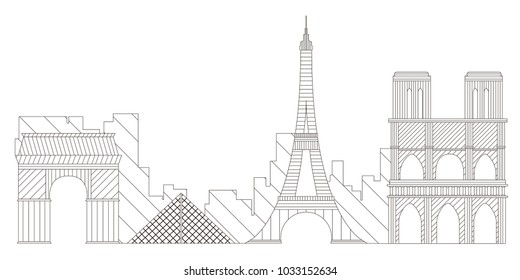 Paris cityscape outline