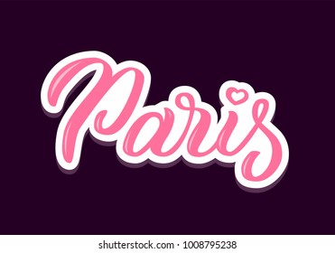 Paris - colored hand lettering. Greetings for t-shirt, mug, card, logo, tag, banner, sticker. Drawn art sign. Vector illustration.