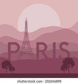 Paris design over landscape background, vector illustration