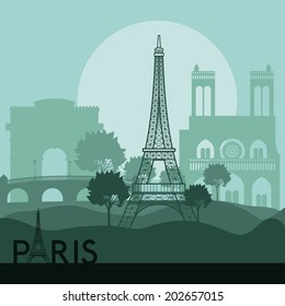 Paris design over landscape background, vector illustration