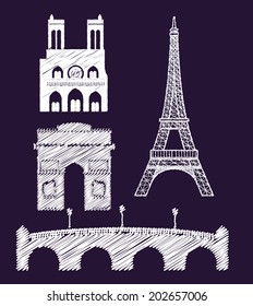 Paris design over purple background, vector illustration