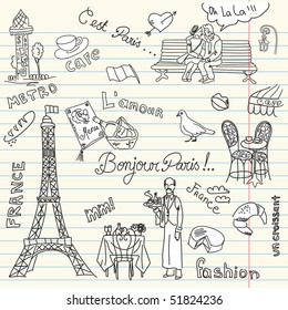 Paris doodles. French cuisine.