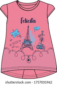 Paris Eiffel dots girls shirt