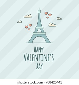 Paris Eiffel Happy Valentine's Day Card