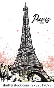 Paris Eiffel Tower Artistic Illustration