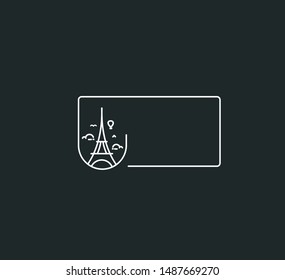Paris, Eiffel tower, Paris cartoon art, postcard, Line art vector illustration