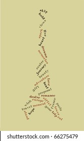 Paris eiffel tower concept  word cloud vector