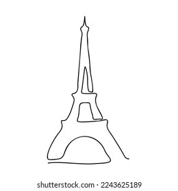 Paris Eiffel tower continuous one line drawn. isolated on white background. Vector  illustration