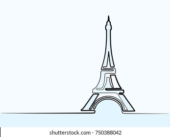 Paris Eiffel Tower icon thin continuous line drawing for web and mobile, modern minimalistic design. Vector illustration