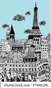 paris eiffel tower illustration/vector