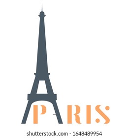 Paris Eiffel Tower With the inscription Paris, Minimalistic Eiffel Tower, isolated vector illustration, easy to edit and modify. 