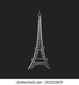 Paris Eiffel Tower Line Drawing, Eiffel Tower Icon, Vector Illustration Background
