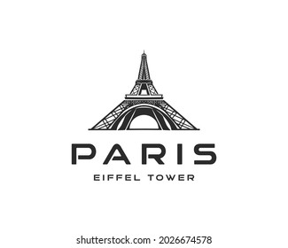 paris eiffel tower logo design vector illustration