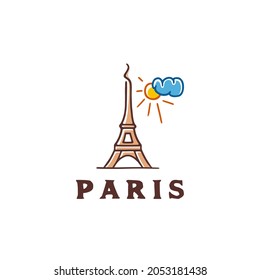 Paris Eiffel tower logo design. Vector illustration of the Eiffel tower