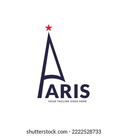 Paris and Eiffel tower logo design.