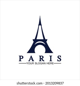 Paris and Eiffel tower logo vector icon  illustrator design template