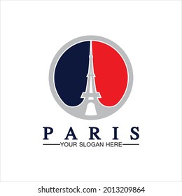 Paris and Eiffel tower logo vector icon  illustrator design template