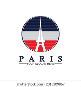 Paris and Eiffel tower logo vector icon  illustrator design template