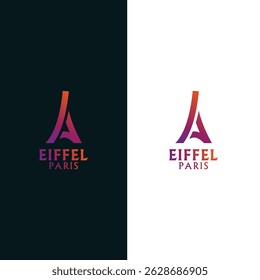 Paris and Eiffel tower logo vector icon  illustrator design template

