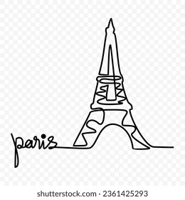 Paris Eiffel tower, one continuous drawing