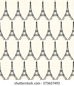 Paris and the Eiffel Tower. Seamless pattern. Vector. 