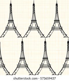 Paris and the Eiffel Tower. Seamless pattern. Vector. 
