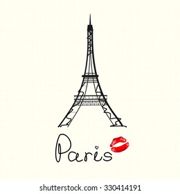 Paris and the Eiffel Tower. Vector. 