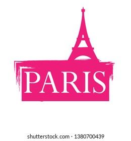 Paris, eiffel tower,France - Touristic Greeting Card,logo. design for t-shirt, promo flyer.