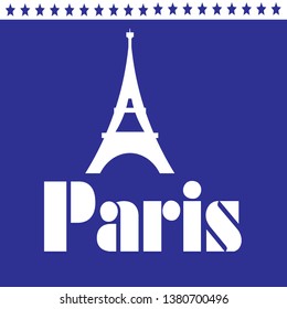 Paris, eiffel tower,France - Touristic Greeting Card,logo. design for t-shirt, promo flyer.