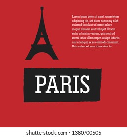 Paris, eiffel tower,France - Touristic Greeting Card,logo. design for t-shirt, promo flyer.