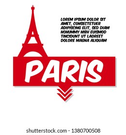 Paris, eiffel tower,France - Touristic Greeting Card,logo. design for t-shirt, promo flyer.