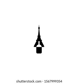 Paris And Eiffel Wine Bottle Logo Design