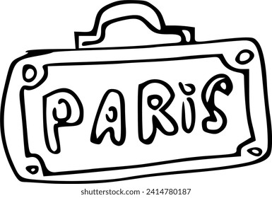 Paris famous symbols street tablet ink sketch vector. Image produced without the use of any form of AI. software at any stage.
