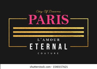 paris fashion slogan for different apparel and T-shirt. - Vector