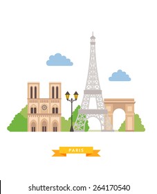 Paris flat background vector