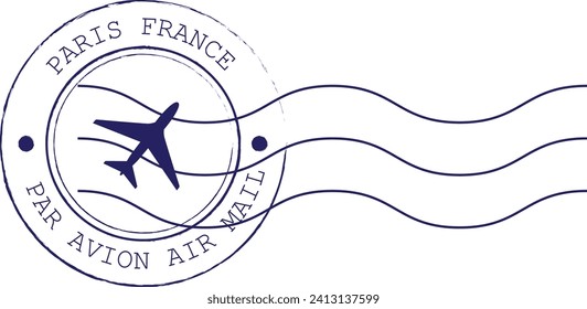 Paris France Airmail - rubber stamp