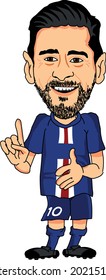 PARIS, FRANCE - AUG 08, 2020:
Lionel Messi, an Argentine professional footballer. Vector Caricature