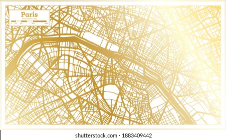 Paris France City Map in Retro Style in Golden Color. Outline Map. Vector Illustration.