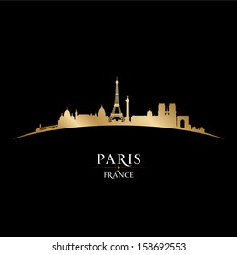 Paris France city skyline silhouette. Vector illustration