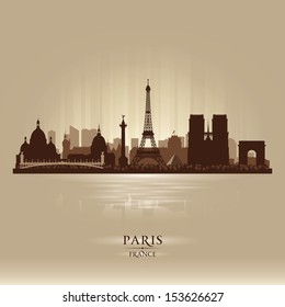 Paris France city skyline vector silhouette illustration