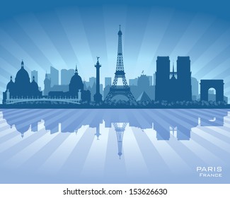 Paris France  city skyline vector silhouette illustration