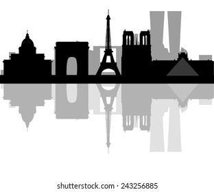 Paris France city skyline vector silhouette illustration