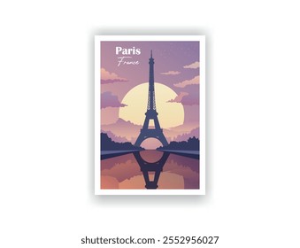 París, Francia (Torre Eiffel) Antiguas Travel Posters. Ilustración vectorial. Impresiones de alta calidad