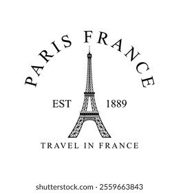 Paris France, est 1889, travel in france, blac eiffel tower Vector file or all applications