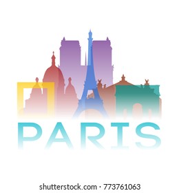 Paris France Europe Icon Silhouette Gradient Design City Vector Art