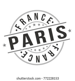 Paris France Europe Quality Original Stamp Design Vector Art Tourism Souvenir Round 