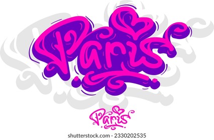 Paris France Graffiti Inspired Hand Lettering Vector