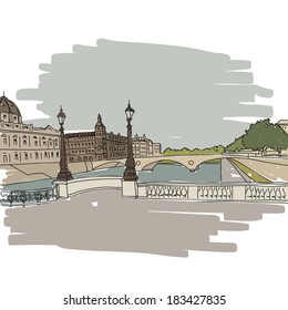 Paris, France. Hand drawn vector illustration 
