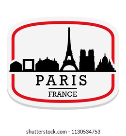 Paris France Label Stamp Icon Skyline City Design Tourism Vector.