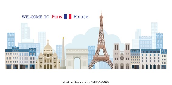 Paris, France Landmarks Skyline, Famous Place, Travel and Tourist Attraction